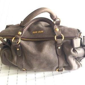 Authentic MIU MIU Vitello Leather Bow in Suede